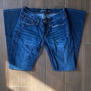 Lucky Legend Low Rise Dark Wash Whiskered Skinny Jeans - Size 26